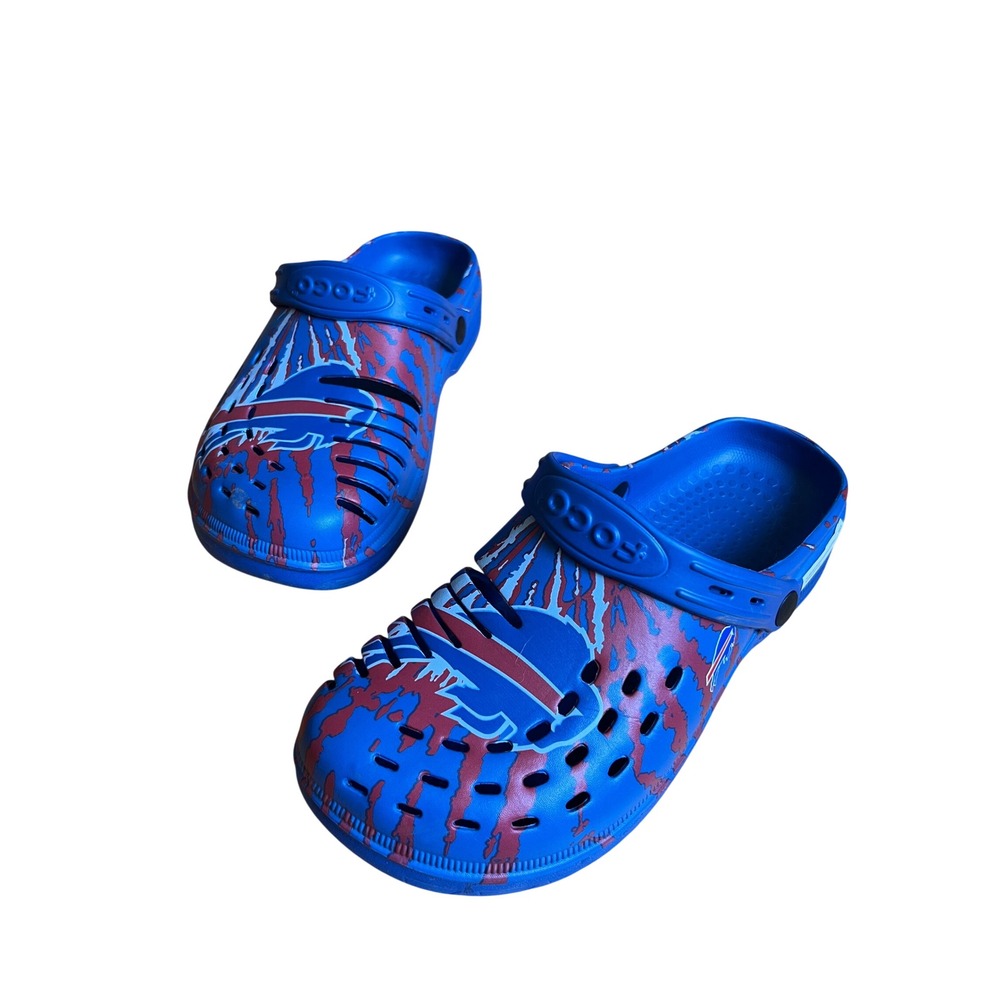 Buffalo Bills NFL Mens Clogs Royal Blue Red Splatter Size M 9-10